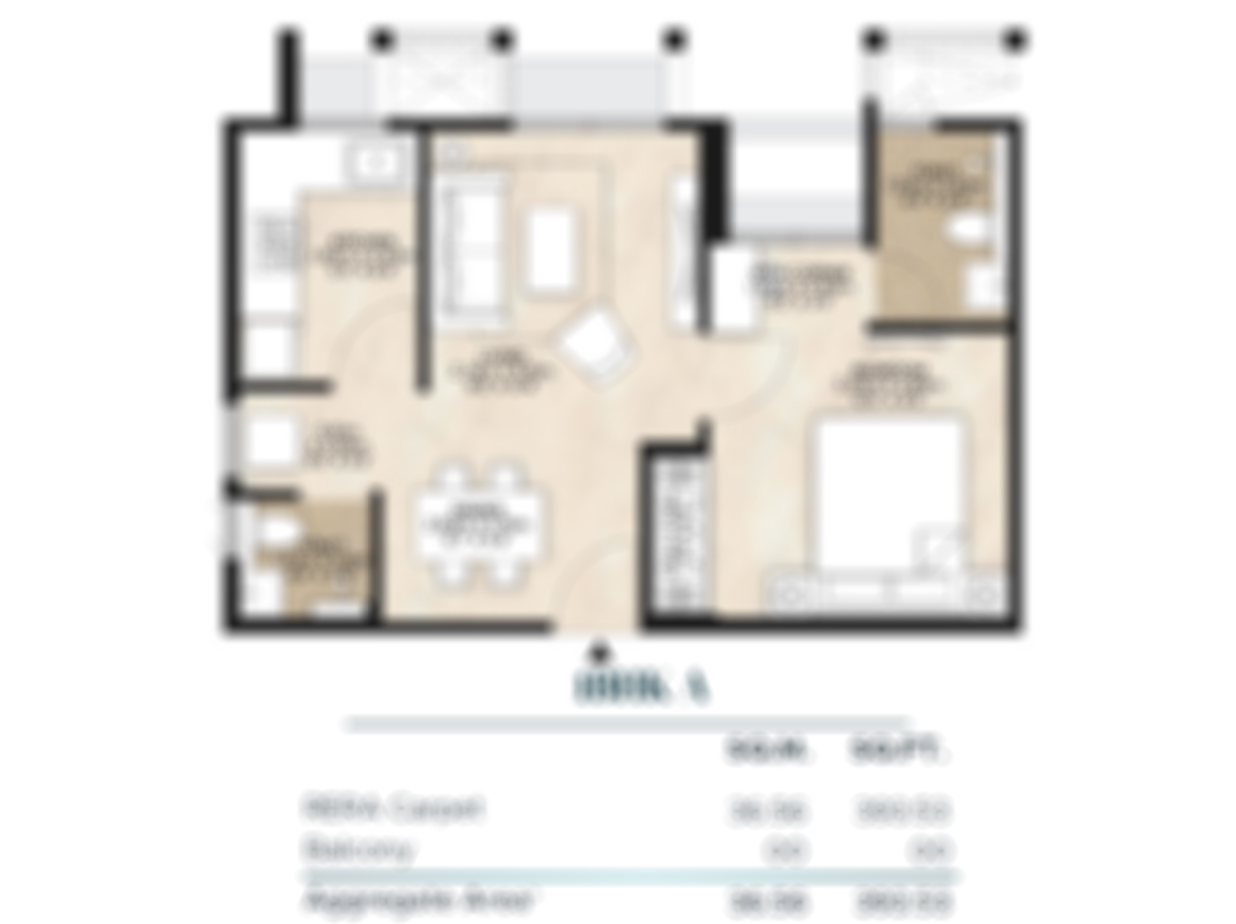 Floor plan of a 2 BHK apartment